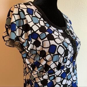 J.T.B. geometric pattern print short sleeve scoop neck top